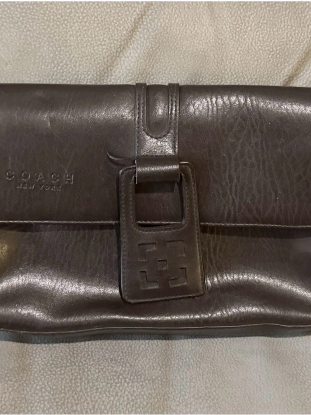 Coach Leather Shoulder Clutch - Dark Brown
